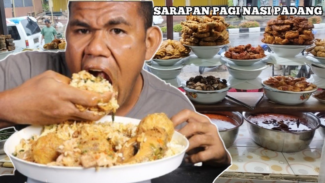 Sarapan Pagi 3 Bungkus Tambah Nasi! Mukbang nasi padang