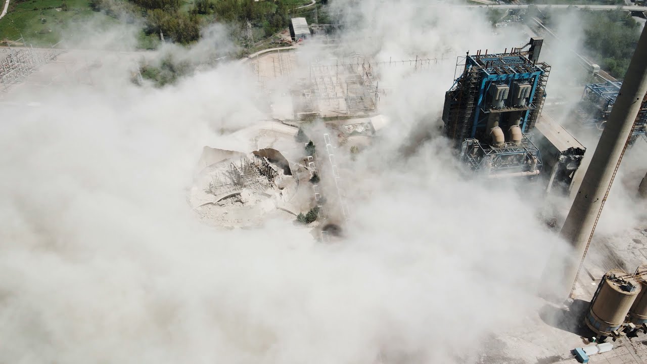 Demolición central térmica de La Robla a vista de pájaro.