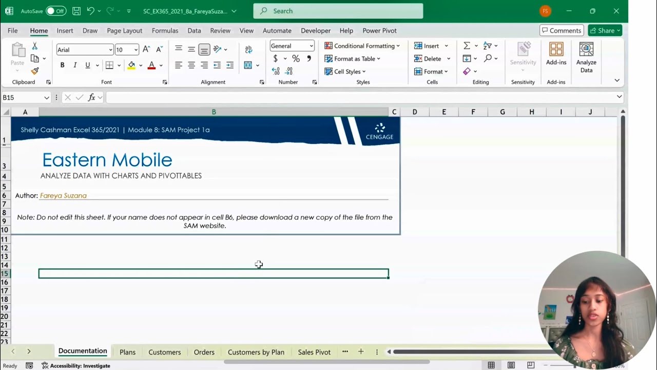 SAM Project 1a Excel Module 08 Working with Trendlines, Pivot Table | Fareya Suzana