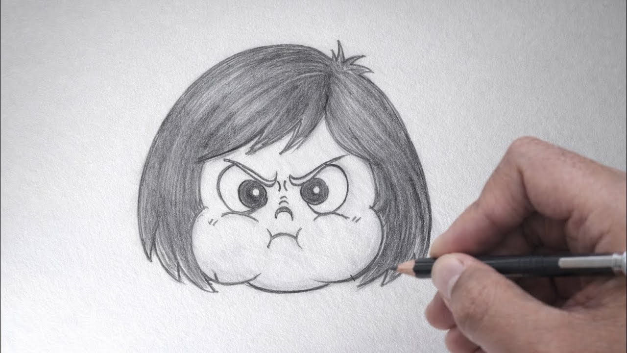 Drew This Angry Cartoon Face by Hand 😠✏️#drawing #art #cute 