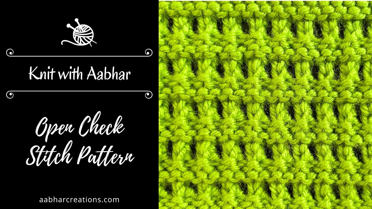 Open Check - crochet-like lace knitting design pattern for beginners puntos calados en dos agujas