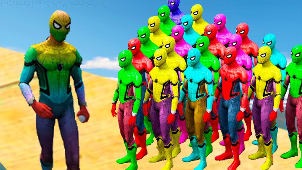 GTA 5 Water Ragdolls Red Spiderman VS Gradient Spiderman ( Ragdolls & Funny Moments)