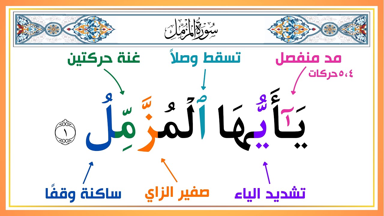 سورة المزمل بأحكام التجويد من الآية ( 1 ) إلى الآية ( 6 ) شرح مفصل وبسيط 