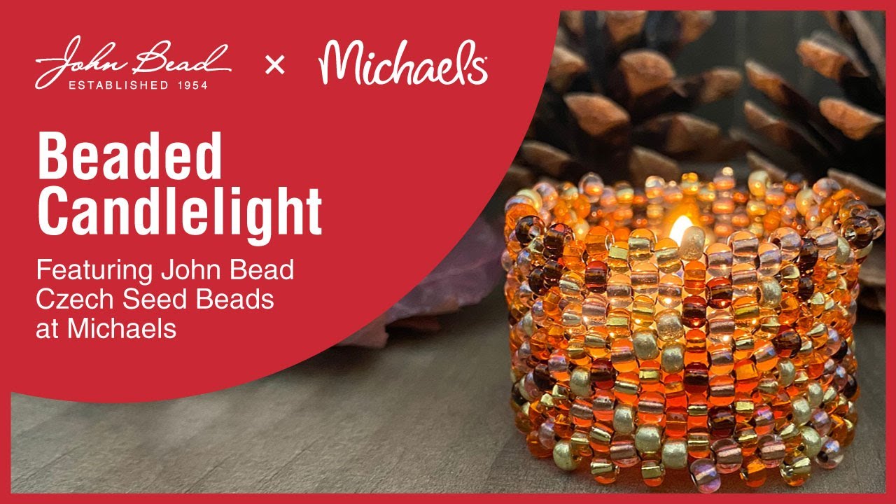 Beaded Candlelight  Flameless Tea Light Candle Holder, Featuring John Bead Czech Seed Beads