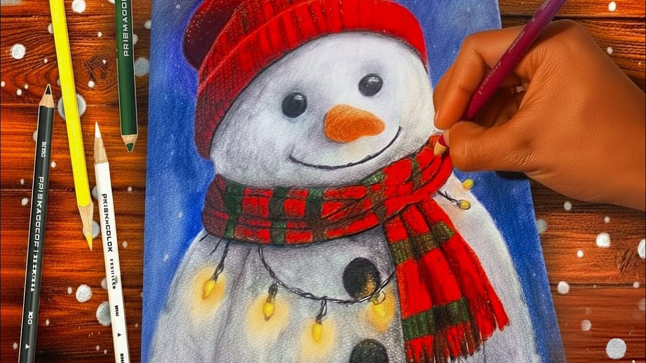 Dibujo de un mono de nieve con colores • Dibujo a velocidad 