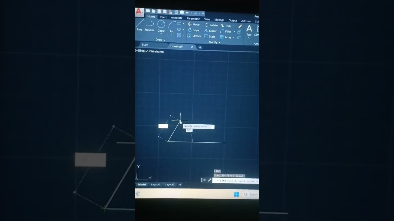 How To Draw Line At Any Angle in AutoCad  #autocad #shorts #line