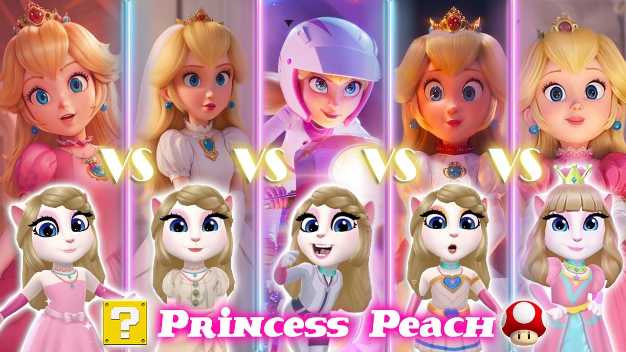 Mario Bros || All Princess Peach 🍑 vS My Talking Angela 2 cosplay