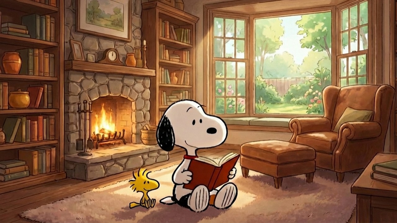 Lucy’s Spring Café with Snoopy 🌸 Cozy Jazz for Coffee, Reading & Deep Focus ☕ Relaxing Cafe