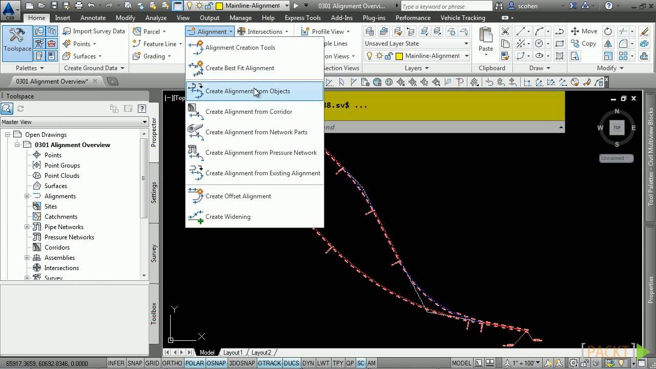 Building a Road Using Civil 3D: Alignment Overview  | packtpub.com