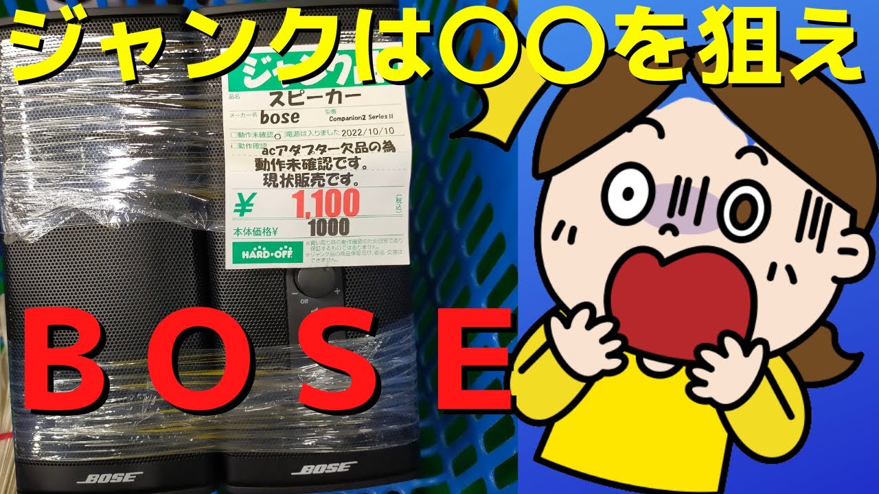 ハードオフで購入したジャンクのスピーカー（BOSE：Companion® 2 Series II multimedia speaker system）の動作確認とジャンク商品の狙い目をお伝え致します。