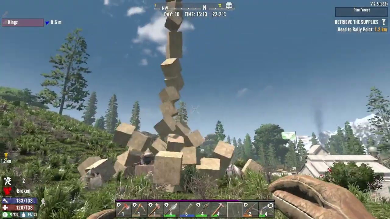 7 Days To Die, wooden tower falling