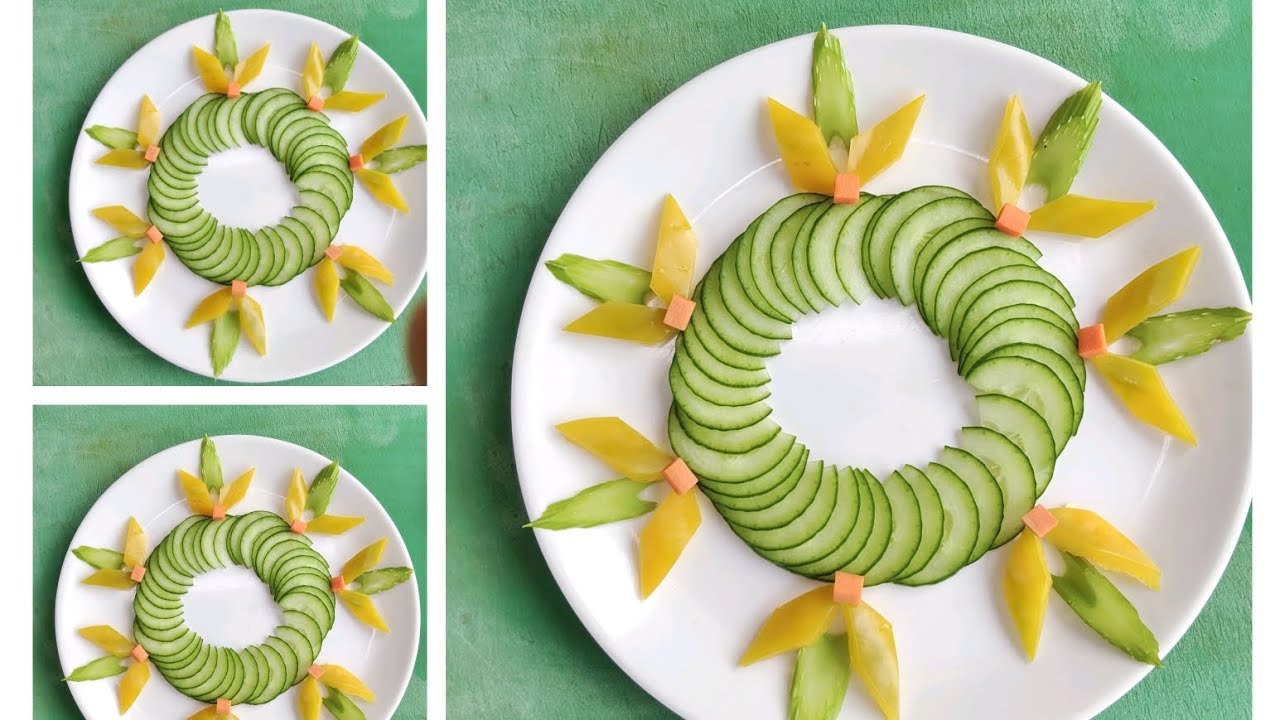 Beautiful salad decoration with cucumber amazing carving New video for sports my dear youtube family