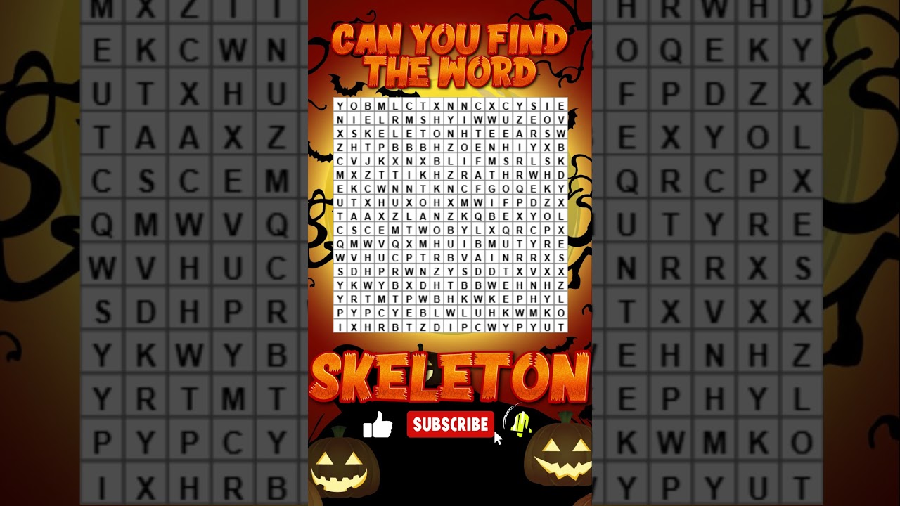 Can You Spot the Word 'Skeleton' 🔍 Halloween Word Search Challenge!