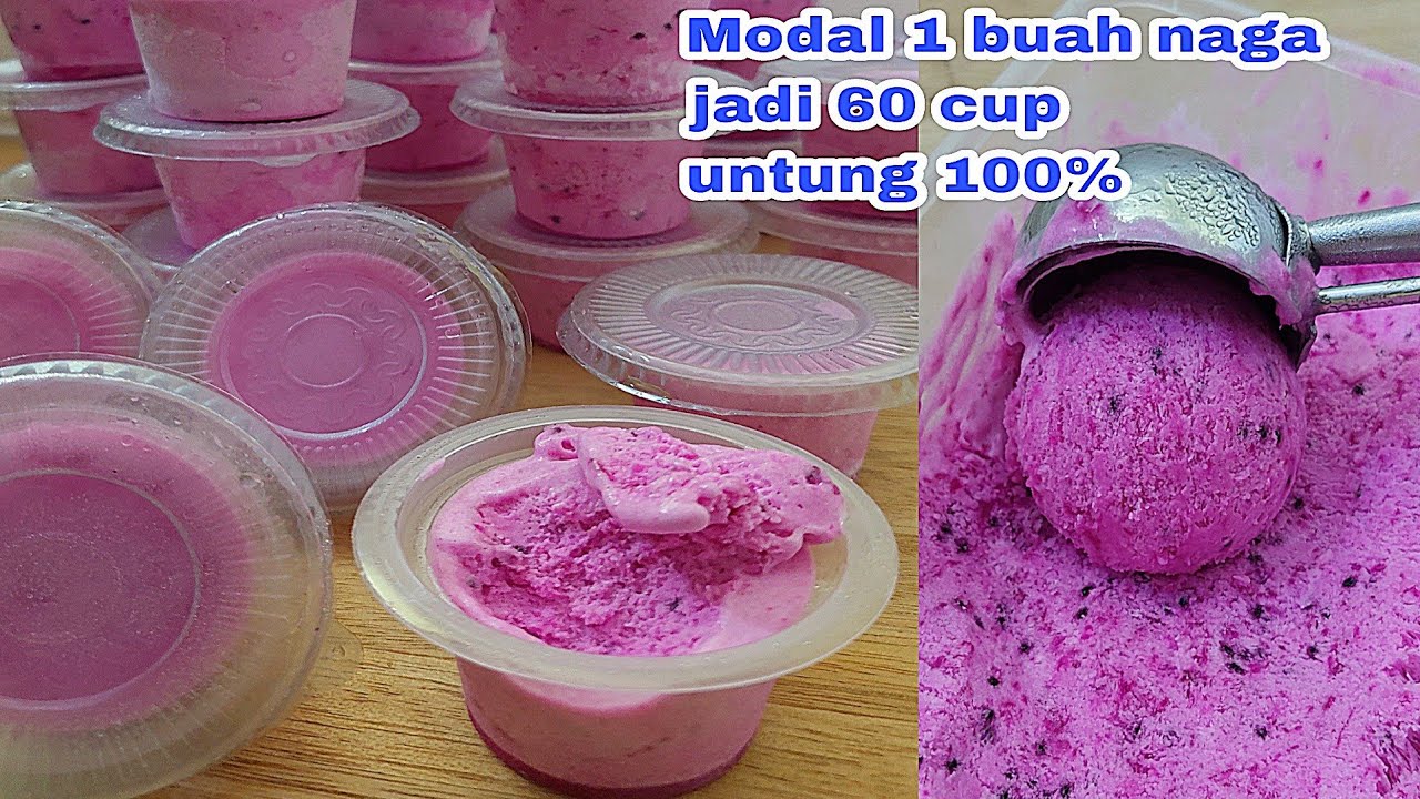 JUAL 1000 AN SUDAH UNTUNG BANYAK DARI JUALAN ES  KRIM BUAH NAGA YANG SUPER LEMBUT INI