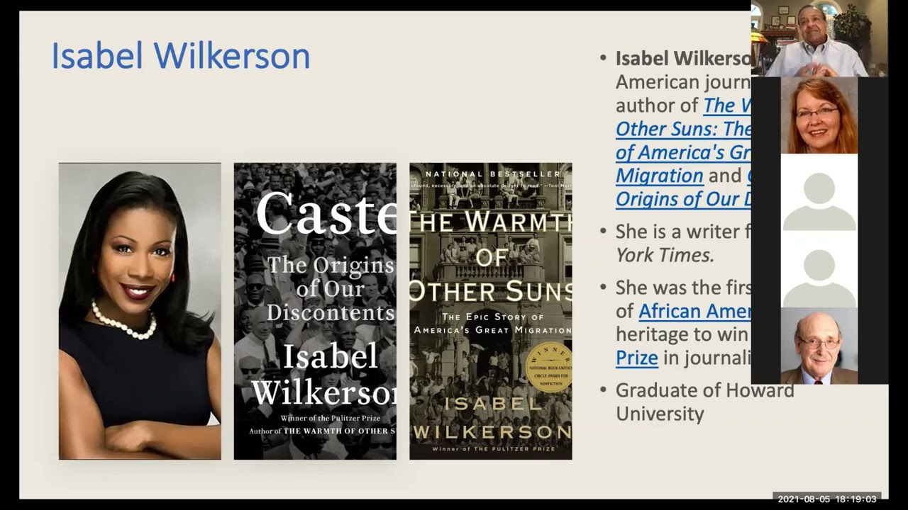 A Discussion of the Book Caste: The origins of our Discontents  by Isabelle Wilkerson