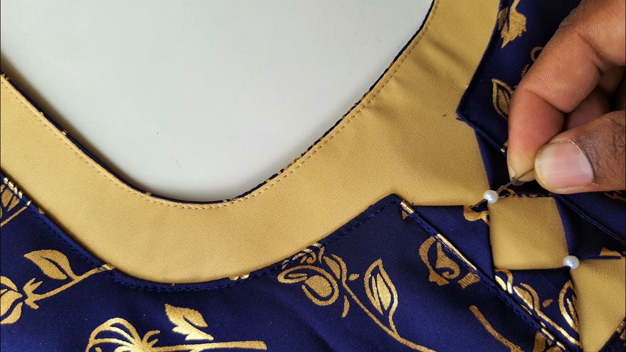 beautiful trendy churidar patch work neck design || latest kurta design easy method stitching