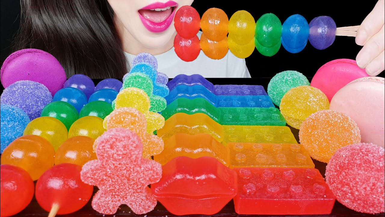 ASMR RAINBOW KOHAKUTO MACARON MUKBANG 무지개 코하쿠토 마카롱 먹방 EATING SOUNDS