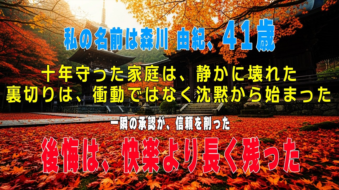 一瞬の浮気で、10年築いた家庭を失った