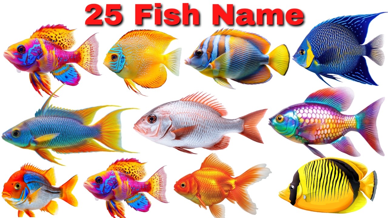 25 Fish Name in Hindi and English | 25 मछलियों के नाम | Sea Animals for Kids | Kids Learning Video