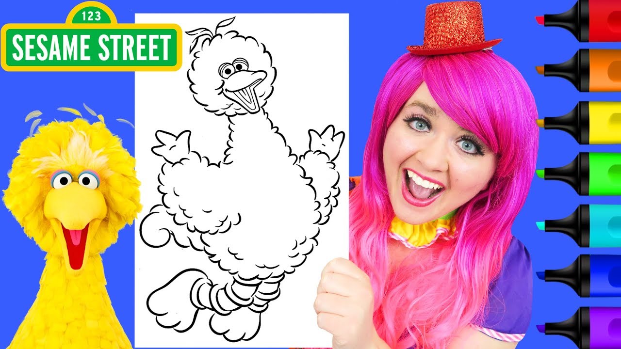 Coloring Big Bird Sesame Street Coloring Page Prismacolor Paint Markers | KiMMi THE CLOWN