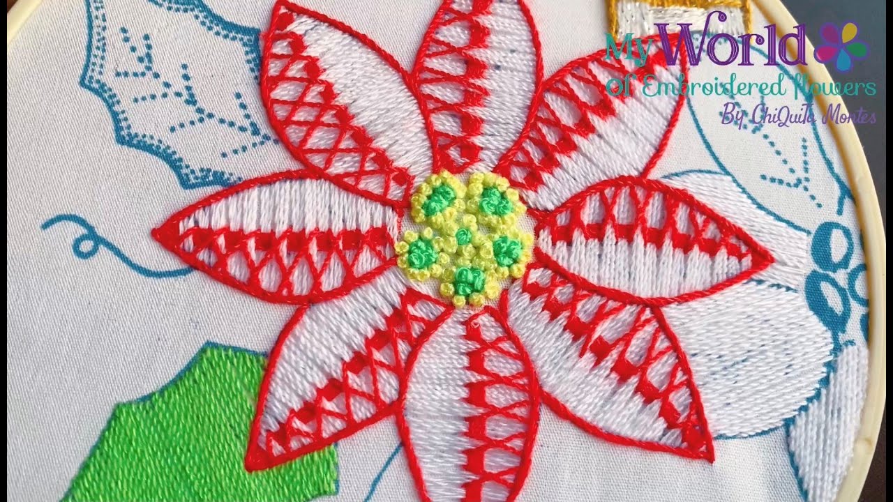 54. Bordado Fantasía Nochebuena 5 / Hand Embroidery Poinsettia with Fantasy Stitch