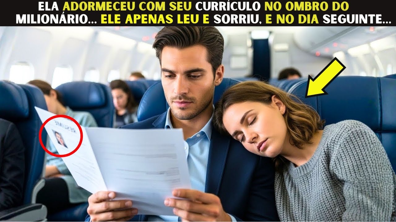 Ela adormeceu com seu currículo no ombro do Milionário… ele apenas leu e sorriu, e no dia seguinte…