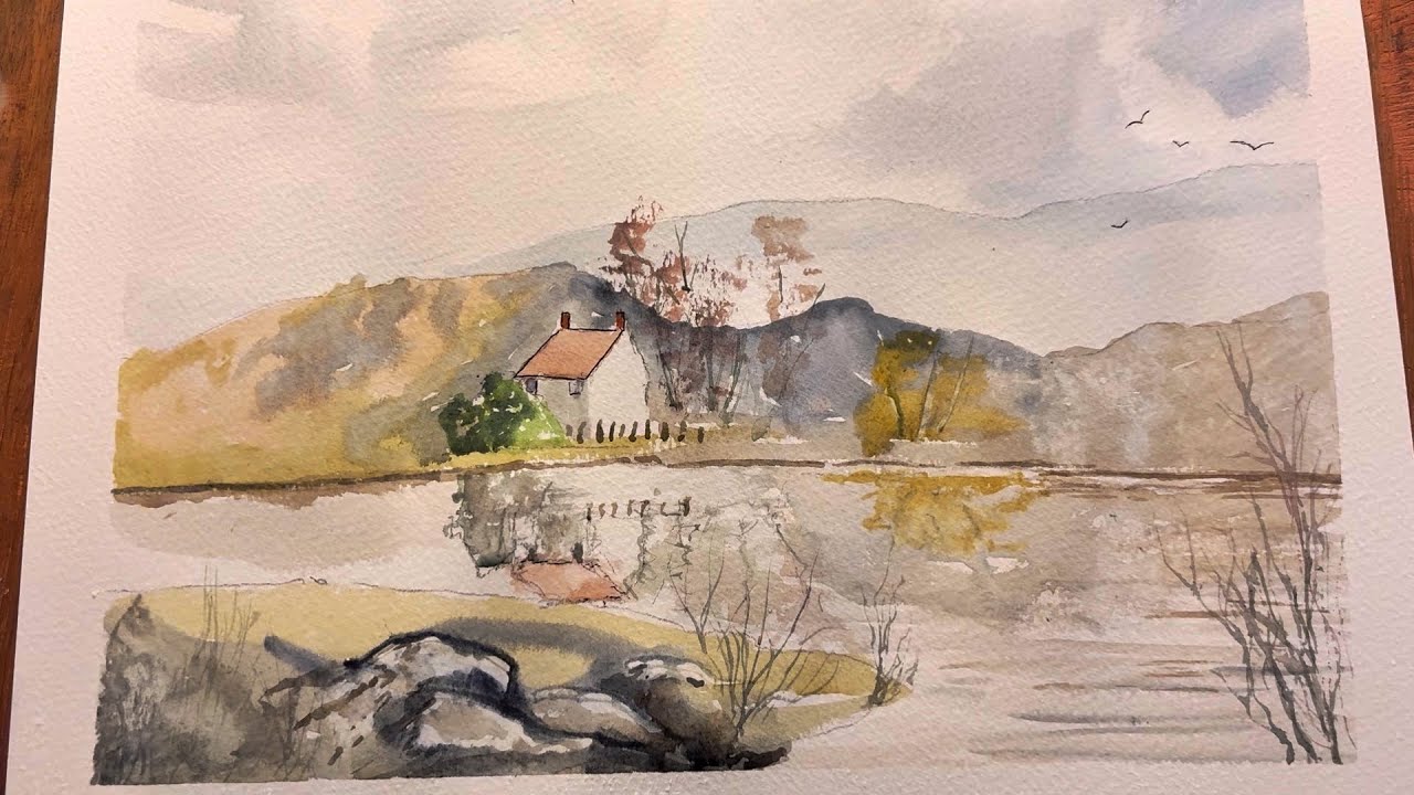 How to paint a reflected building in watercolors!