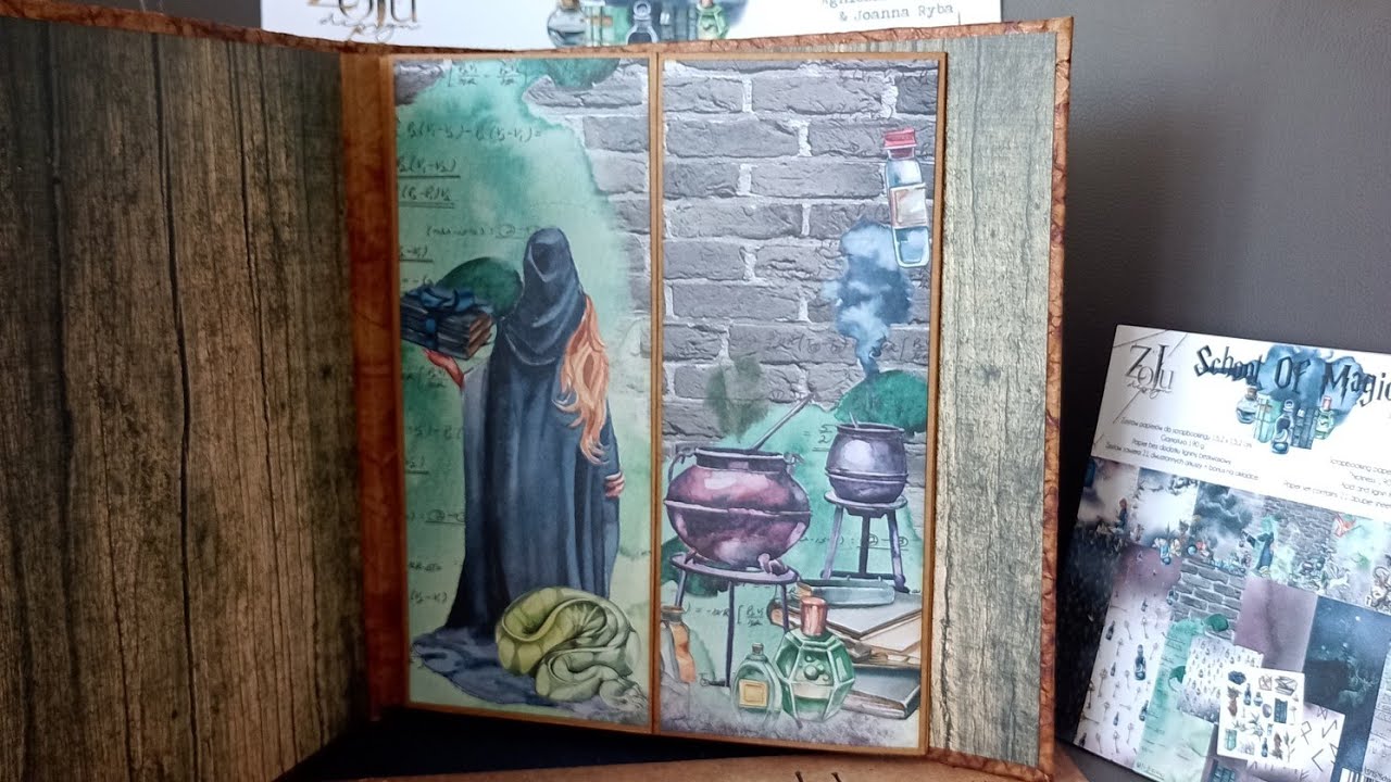 TUTO ALBUM SCRAPBOOKING GRIMOIRE/LIVRE de MAGIE : Page 1 recto/verso DT @Scrapnjoy