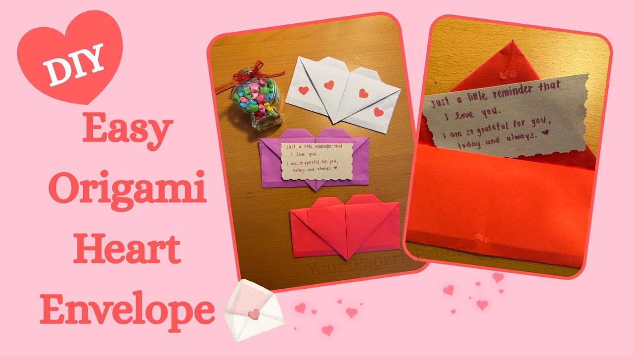 Origami Heart Envelope with Love Note DIY Do It Yourself Easy Origami