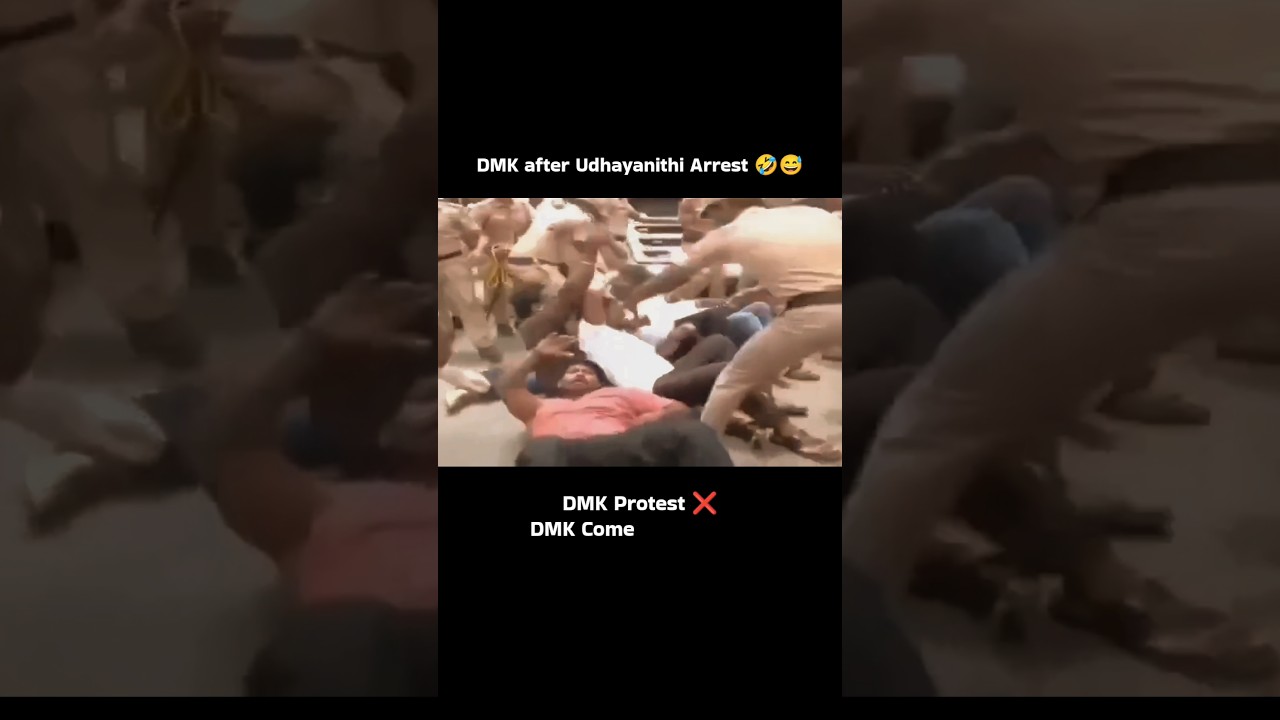 😱 Udhayanithi கைது -  நடு Road-ல்  புரண்ட DMK தொண்டர்கள்😱⁉️😅 DMK Protest ❌ #cmvijay #yosho #shorts