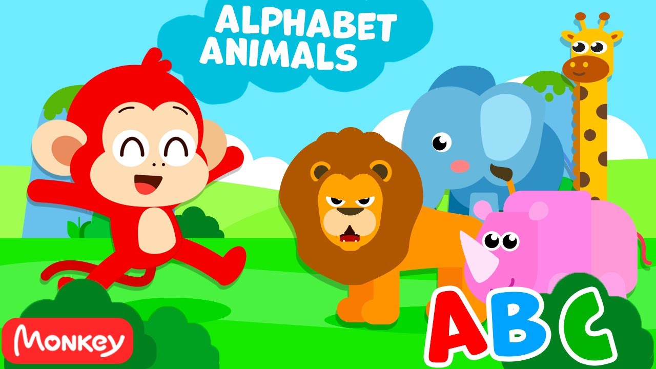 Alphabet Animals 🐥🔠 ABC Animals Song for Kids️ 🎵 Learn Animals, Phonics and the Alphabet with Monkey