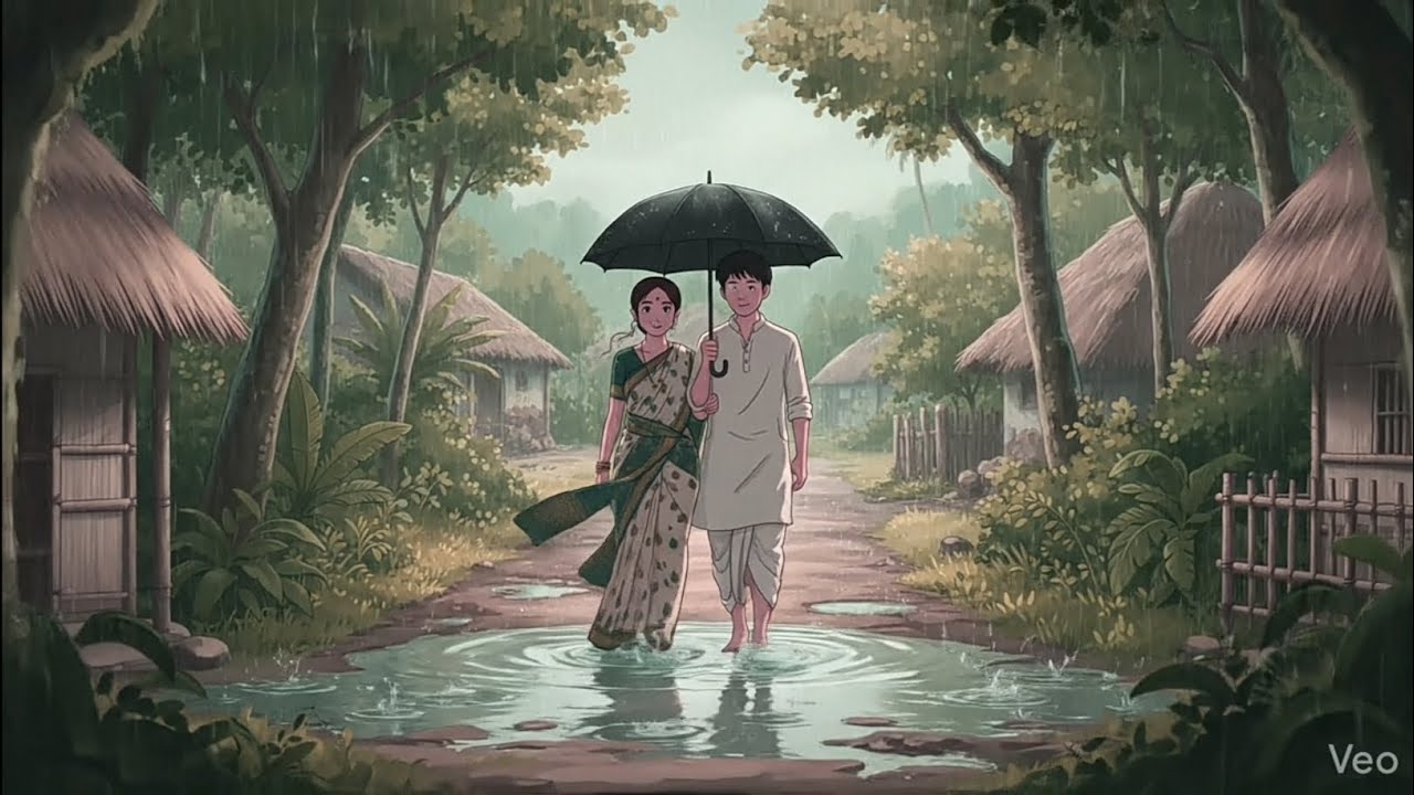 Rainy Love Story in Indian Village 💕 | Ghibli Style Romantic Animation | ASMR Relaxing