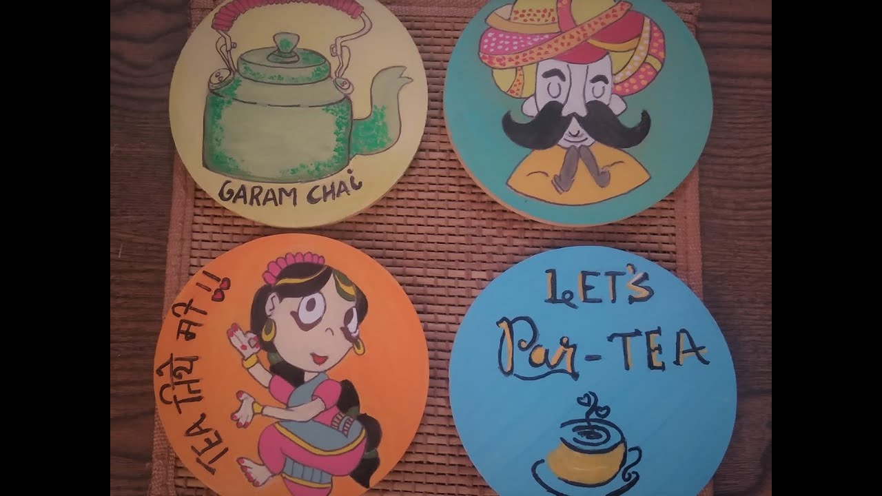 DIY hand-painted Wooden Tea Coaster Making/MDF board coasters/DIY Home decor