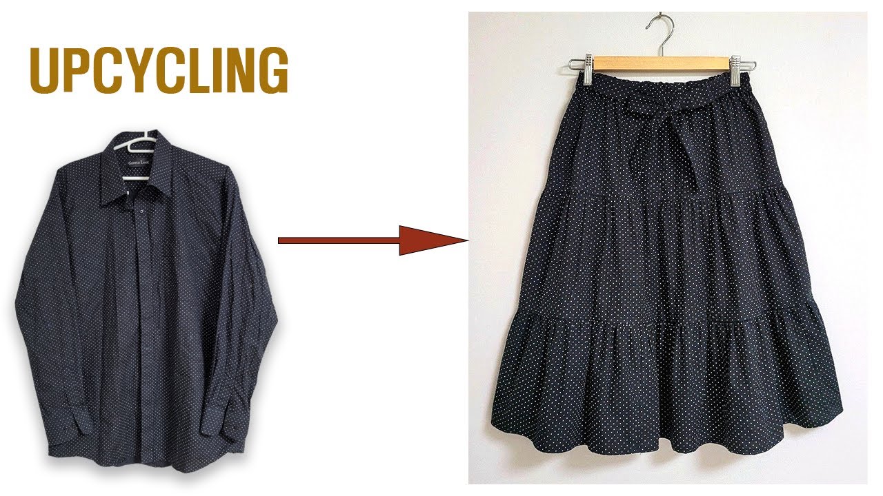 DIY Upcycling a Shirt/셔츠 리폼/치마 만들기/Making Skirt/남방/안입는 옷/Reform Old Your Clothes/옷수선/Refashion/リフォーム