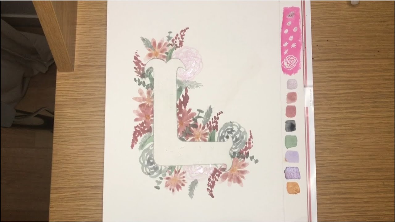 Tuto aquarelle / Monogramme décoré