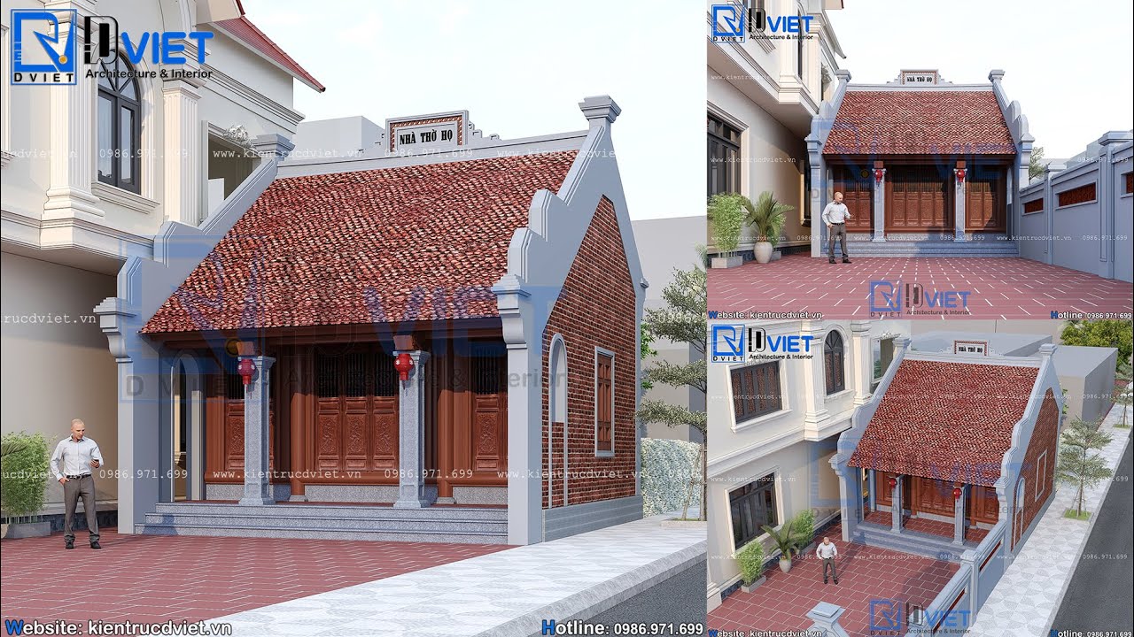 Đất nhỏ phù hợp với mẫu thiết kế nhà thờ họ (từ đường) 3 gian 2 mái bê tông giả gỗ 6x7m ở Hải Phòng
