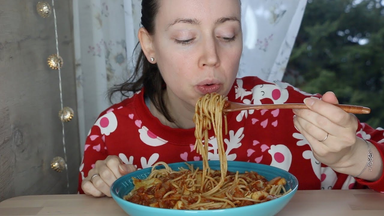 ASMR Whisper Eating Sounds | Spaghetti | Mukbang 먹방 | Plant Based