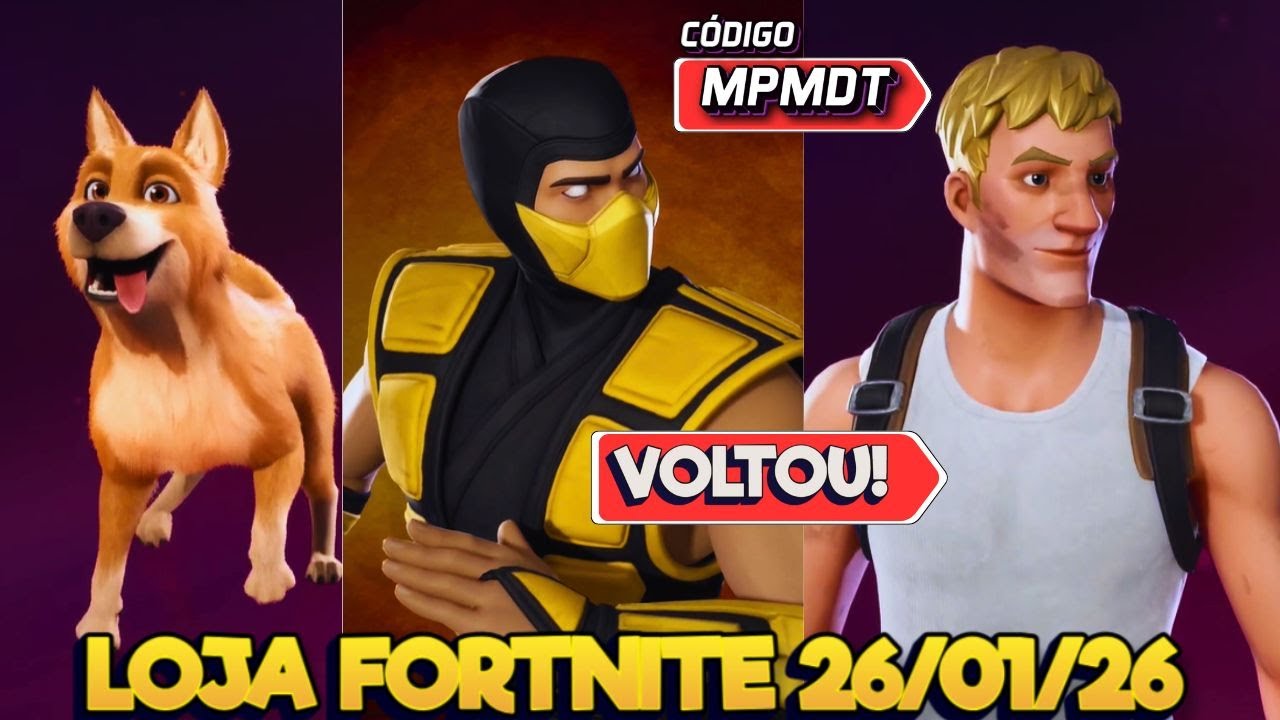 SKIN RARA 🔥 🔥  E MORTAL KOMBAT - LOJA FORTNITE 26/01/26 - LOJA FORTNITE HOJE - FORTNITE AO VIVO