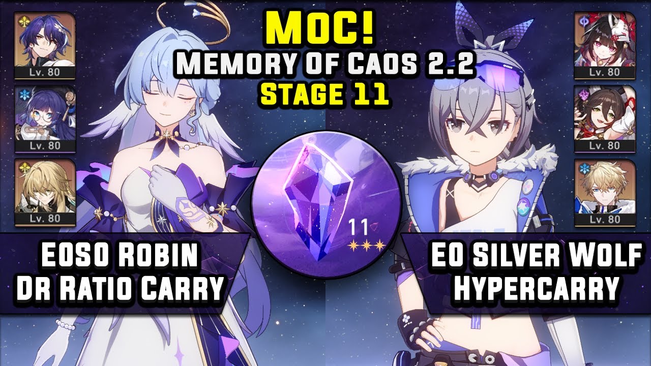 Memory Of Caos 11 E0S0 Robin Dr Ratio и E0 Silver Wolf DPS (3 звезды) | Honkai Star Rail 2.2