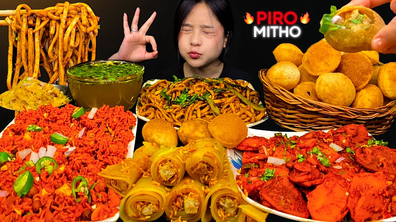 DEADLY SPICY PANIPURI🔥😱GILO CHATPATEY, AALU PURI CHAAT, LAPHING, KEEMA NOODLES | MUKBANG | 