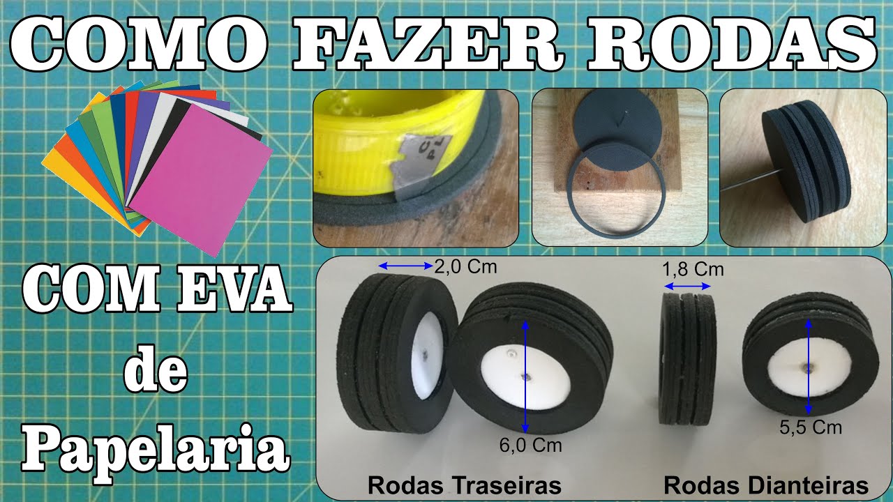 Como Fazer Rodas Rodinhas Para Carrinhos, Miniaturas, Modelos e Projetos Para Arduino com EVA Fino.