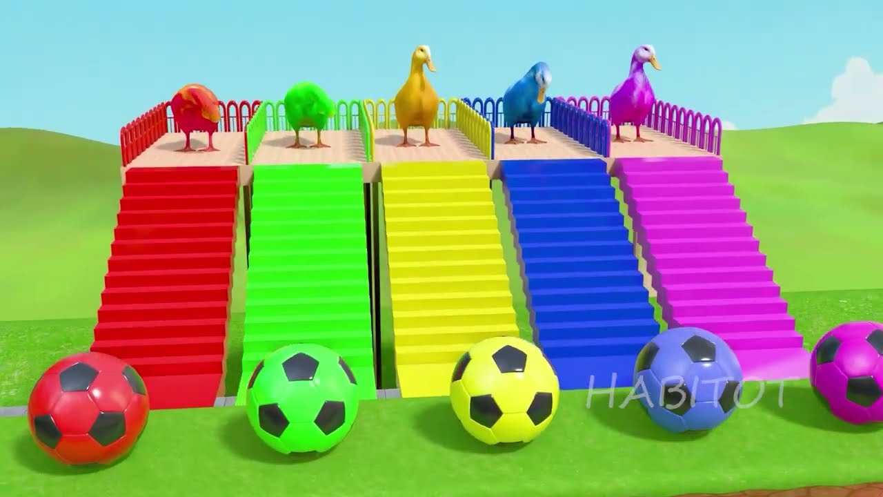 Long Slide Game with Colourful Duck Cow Tiger Gorilla Dog Elephant 3d Animal Game Funny 3d Animals