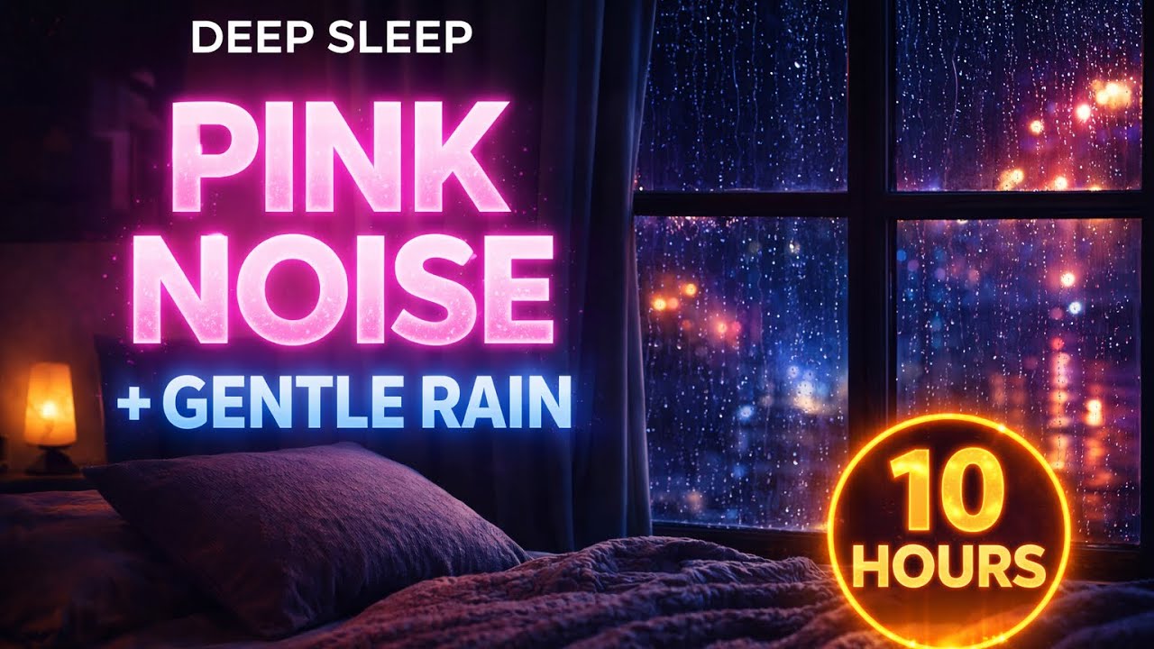 Pink Noise + Gentle Rain (Black Screen) – 10 Hours for Deep Sleep