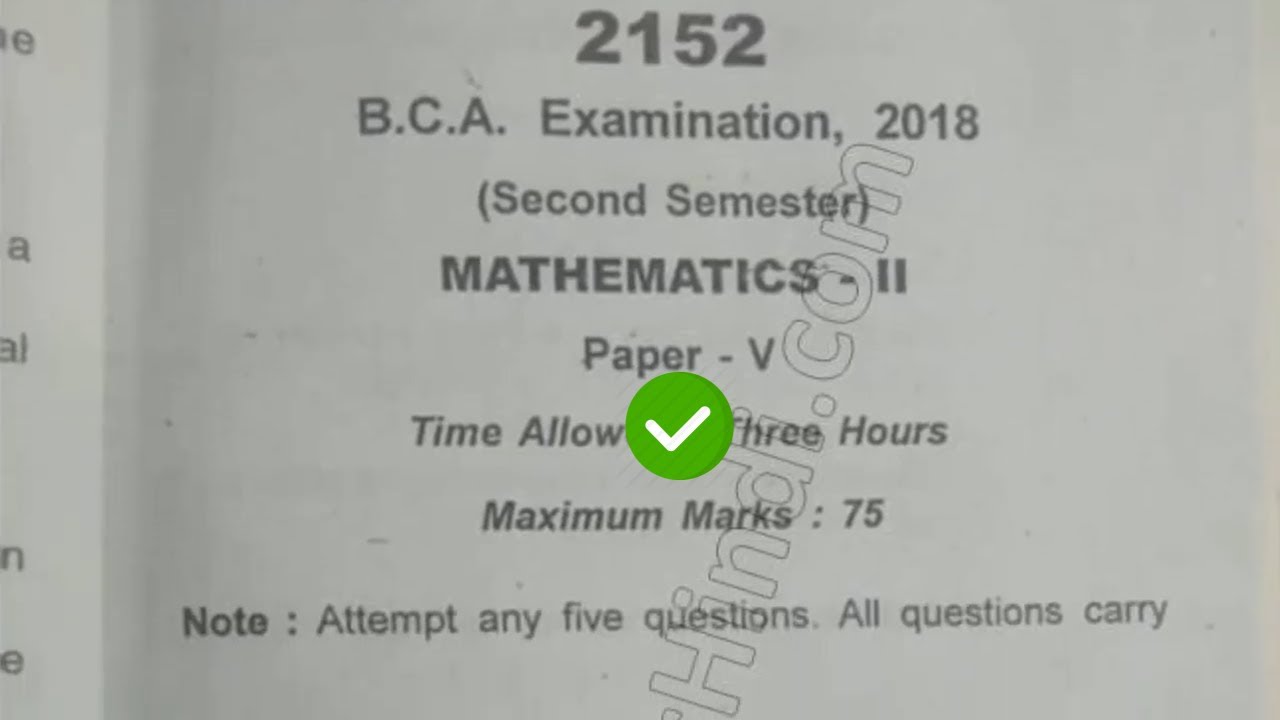 2018 RMLAU BCA 2nd Sem Mathematics Question Paper