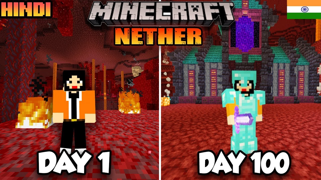 I Survived 100 Days In Nether Only World In Minecraft (Hindi)