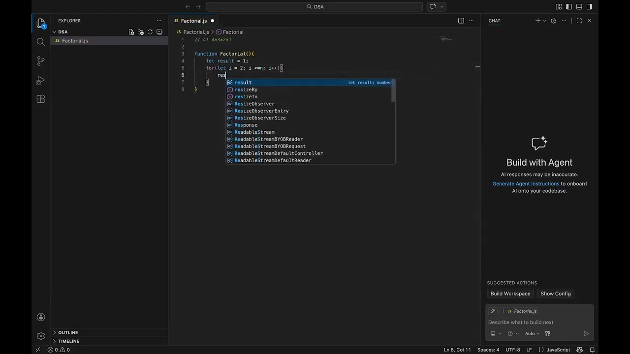 Factorial in javascript