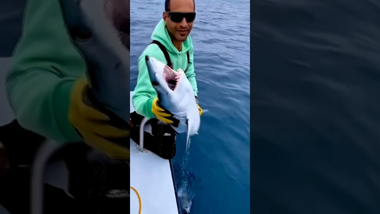 Он поймал её голыми руками...😳🦈 #рыбалка #акула