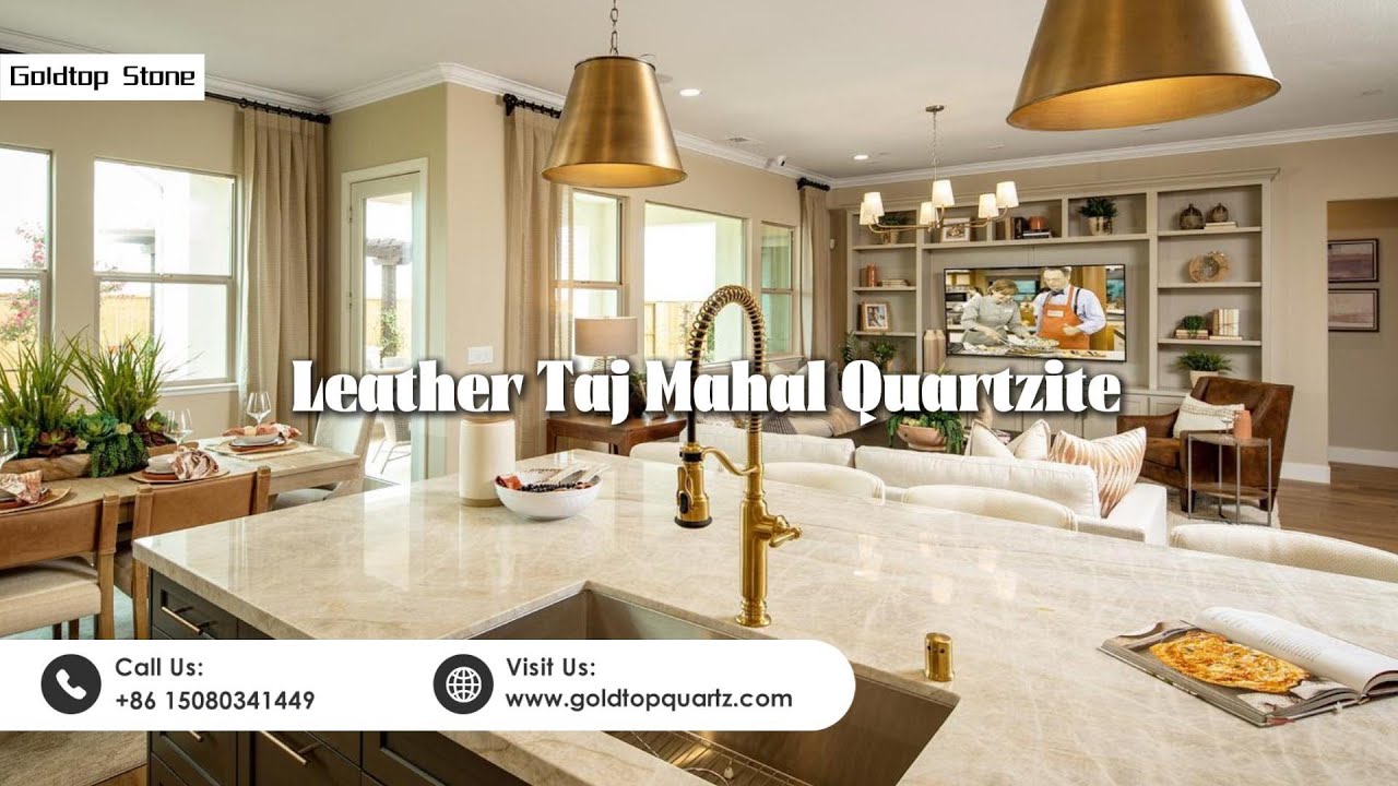 A fabulous natural quartzite - Leather Taj Mahal Quartzite #goldtopstone #interiordesign #stone