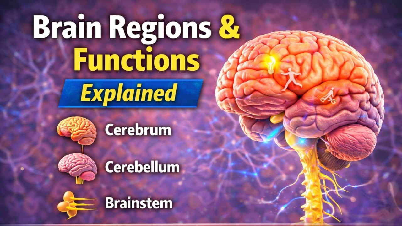 Brain Regions & Functions Explained | Cerebrum, Cerebellum & Brainstem (3D Animation)