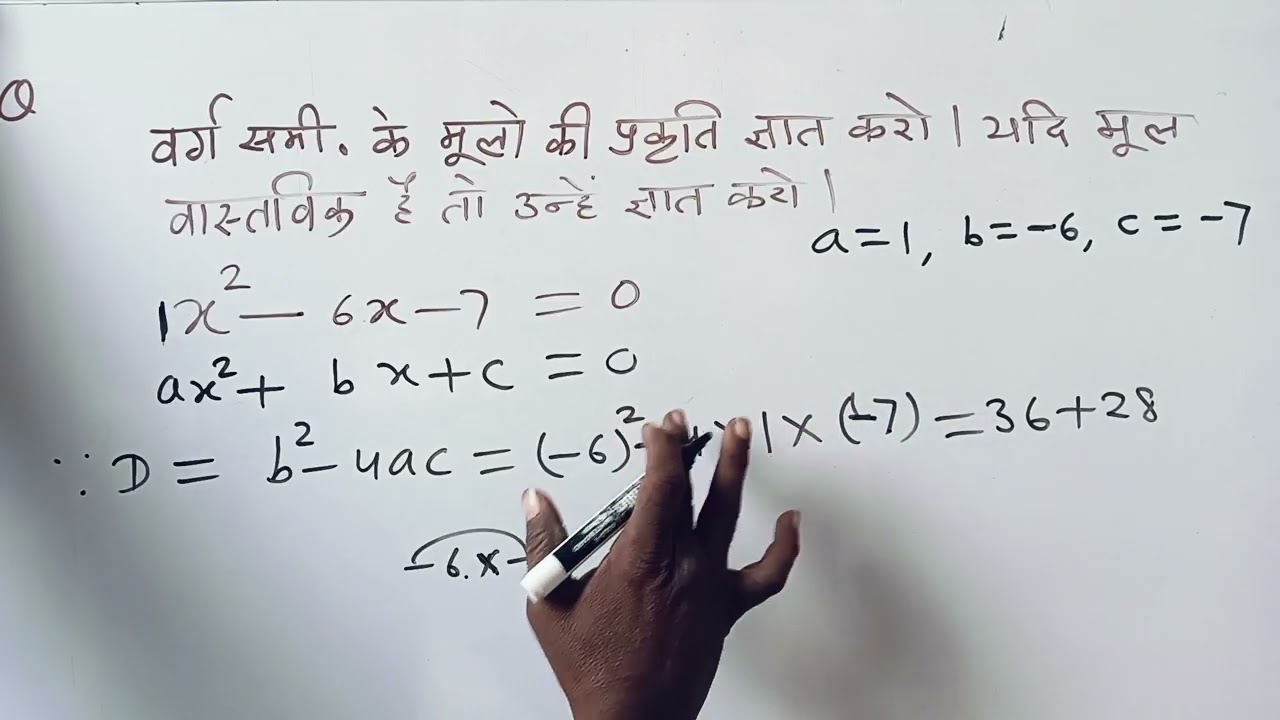 Nature of root of square equation.